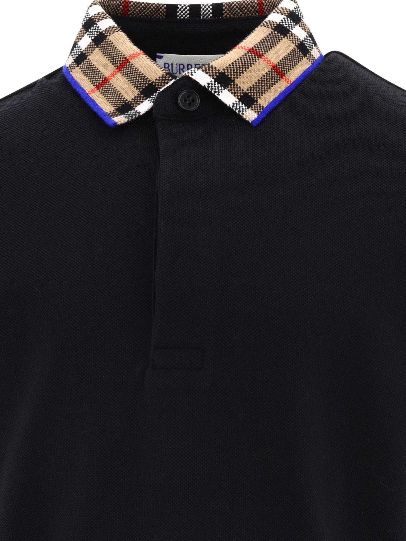 BURBERRY KIDS Black   Check collar polo shirt